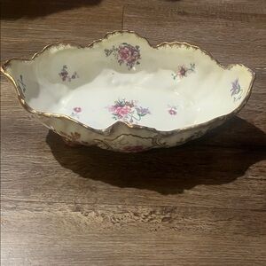 Andrea by Sadek Floral Porcelain Bowl with Gold Trim